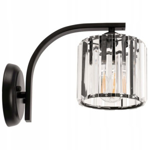 Lampa Black Ścienna Kryształowa Kinkiet Glamour