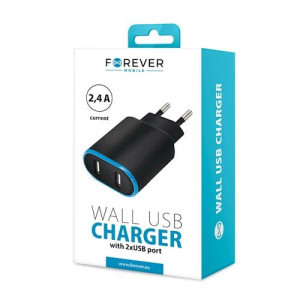 Forever ładowarka sieciowa TC-03 2x USB 2,4A czarna