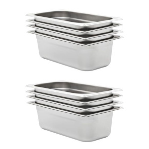 Pojemniki gastronomiczne 8 szt. GN 1/3, 100 mm, stal nierdzewna