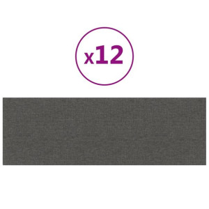 Panele ścienne, 12 szt, ciemnoszare, 90x30 cm, tkanina, 3,24 m²
