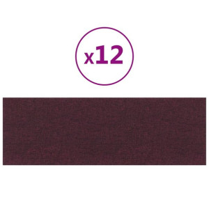 Panele ścienne, 12 szt., fioletowe, 90x30 cm, tkanina, 3,24 m²