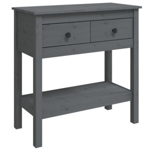 Stolik konsolowy, szary, 75x35x75 cm, lite drewno sosnowe