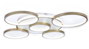 Ringi LED 102W lampa sufitowa 6-punktowa z pilotem złota