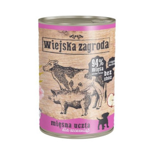 WIEJSKA ZAGRODA Mięsna uczta karma mokra dla szczeniąt 400g