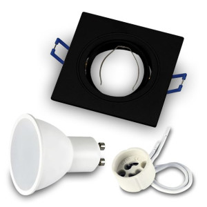 Zestaw 1x Oprawa halogen ruchomy RIK-13 czarny + żarówka GU10 3000K