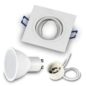 Zestaw 1x Oprawa halogen ruchomy RIK-13 biały + żarówka GU10 3000K