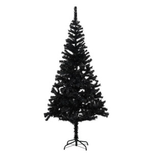 Sztuczna choinka ze stojakiem, czarna, 180 cm, PVC