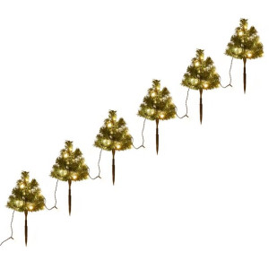 Drzewka do ozdoby ścieżki, 6 szt., ciepłe białe LED, 45 cm, PVC