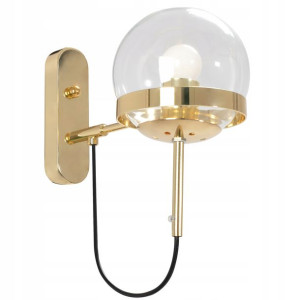 Lampa Ścienna Złota Kinkiet Szklana Kula Gold E27