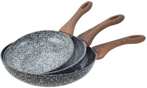 3 Patelnie Granitowe Granit Wood Kinghoff Kh-1030