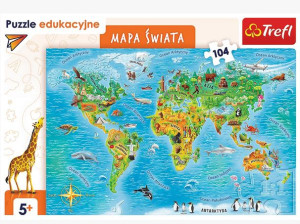 PUZZLE 104 EDUKACYJNE Mapa świata dla dzieci 15557 Trefl