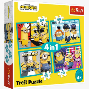 PUZZLE 4w1 Wesoły świat Minionków 34339 Trefl