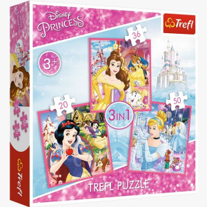 PUZZLE 3w1 Zaczarowany świat księżniczek 34833 Trefl