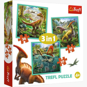 PUZZLE 3w1 Niezwykły świat dinozaurów 34837 Trefl