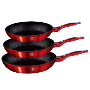 Zestaw 3 Patelni Granitowych Berlinger Haus Red Metallic Line Bh-1288