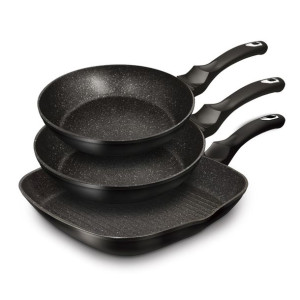 Zestaw 3 Patelni Granitowych Berlinger Haus Bh-6157 Black Silver