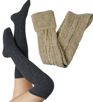 Wełniane Ciepłe Zakolanówki Warkocz Cerber * 39-42