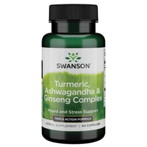 SWANSON Kurkuma Ashwagandha Żeń-Szeń 60 kaps.
