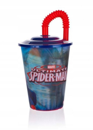 Kubek plastikowy ze słomką 450 ml Spiderman