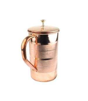 Dzbanek Miedziany w Pasy mosiężny knot 1,5 l