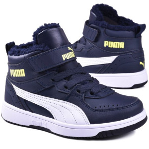Buty Dziecięce Puma Rebound Joy Fur ocieplane granatowe (375479 07) - 32