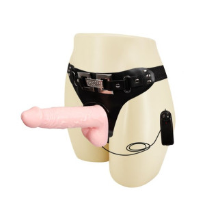 Realistyczny penis na paskach strapon wibrator 16cm