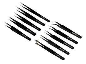 Zestaw 10 Metalowych Pęset Esd Precyzyjnych Bass