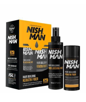 NISHMAN KERATIN FIBER DARK BROWN zestaw do zgęszczania włosów
