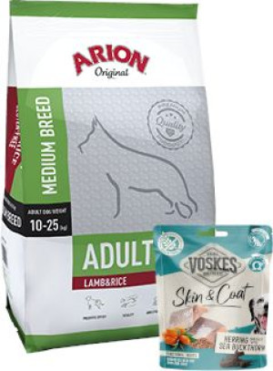 ARION Original Adult Medium Breed Lamb & Rice 12kg + Przysmak dla psa 150g