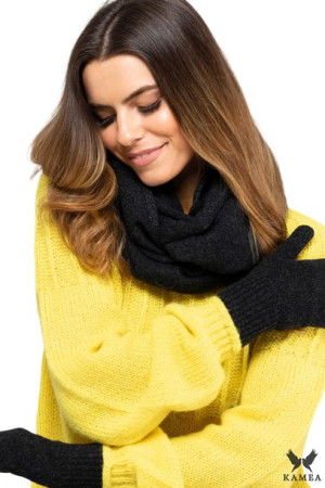 RĘKAWICZKI - wełniane - kolor Czarny - ANNA