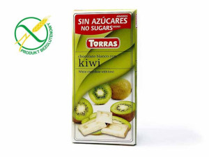 Czekolada Biała Bez Dodatku Cukru Z Kiwi Bezguten 75g Torras