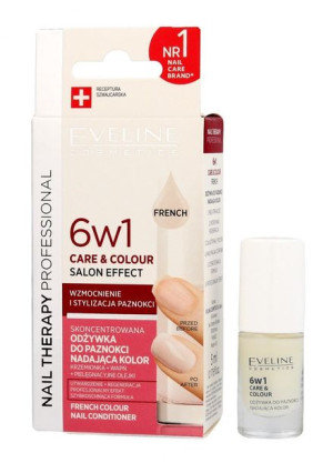 Eveline Nail Therapy Lakier odżywka 6w1 Care & Colour French 5ml