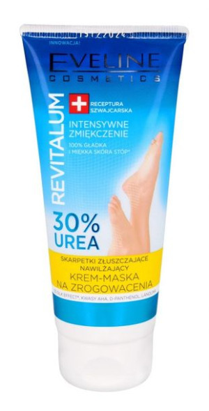 Eveline Revitalum 30% Urea Krem-maska na zrogowacenia-skarpetki złuszczając