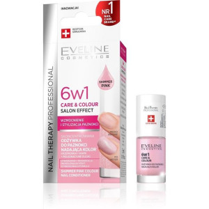 Eveline Nail Therapy Odżywka do paznokci nadająca kolor 6w1 SHIMMER PINK 5m