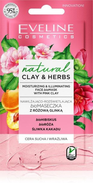 Eveline Natural Clay & Herbs Bio Maseczka z różową glinką 8ml