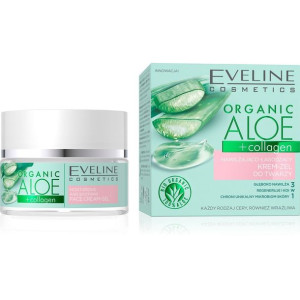 Eveline Organic Aloe Nawilżająco - Łagodzący Krem-żel do twarzy 3w1 - cera