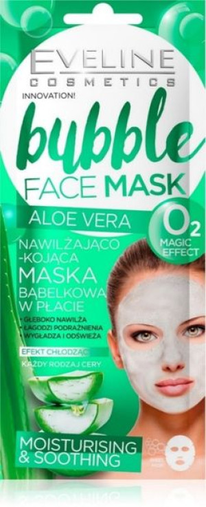 Eveline Bubble Face Maska bąbelkowa w płacie nawilżająco-kojąca Aloe Vera 1