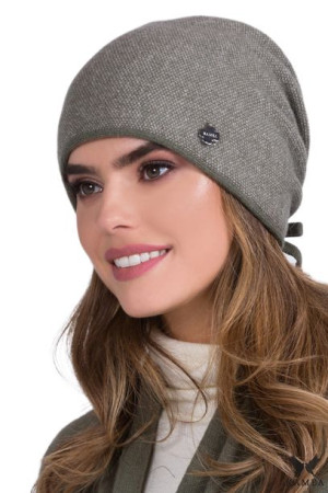 CZAPKA DAMSKA - wełniana - khaki - SIMA