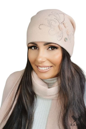 CZAPKA DAMSKA pojdyncza wełniana kolor Różowy - MELISA-00