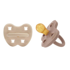 Hevea Smoczek okrągły kauczukowy 3-36 msc 2 szt. Korony SandyNud&Tan Beige