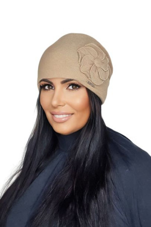 CZAPKA DAMSKA wełniana kolor Camel - OLIMPIA