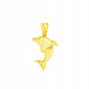 Złota zawieszka diamentowany Delfin - pr. 585