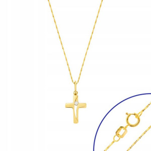Krzyżyk z cyrkonią i łańcuszek kostka pr.585