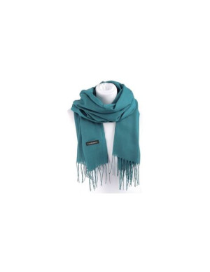 3914-34 Szal Damski Chusta Cashmere Frędzle;Morski