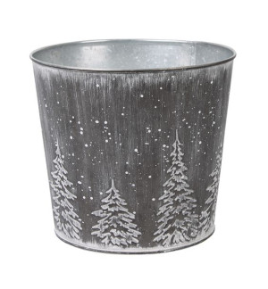 Srebrna Okrągła Osłonka Metalowa Choinki 19x19x17 Cm