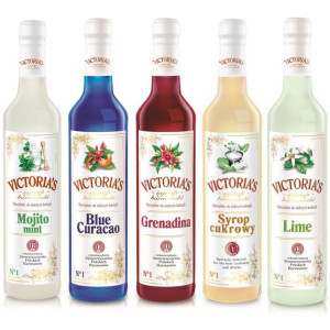5 syropów Mojito Mint, Limonka, Blue Curacao, Grenadina, Cukrowy 5 x 490 ml