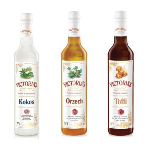 Zestaw 3 syropów do kawy Kokos, Orzech, Toffi 490 ml x 3