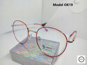 OK19 Okulary Zerówki Antyrefleks Czerwone Złote
