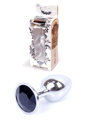 Metalowy korek analny stalowy plug kryształ 7cm czarny