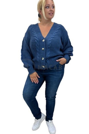 Krótki Sweter Kardigan Plus Size Badu Ii Niebieski Uni